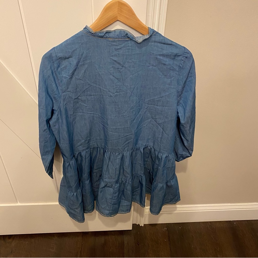 Entro Blue Button-Down Tunic - Picture 2 of 2